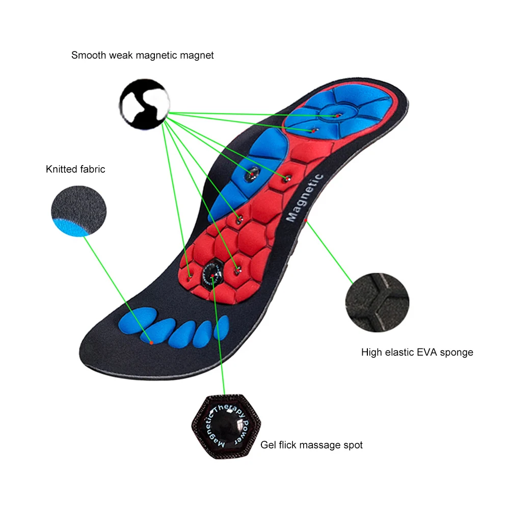 1pc Acupressures Insoles Magnetic Insoles for Women & Men Sweat-Absorbent Magnetic Therapy Health Slim Legs Arch Support