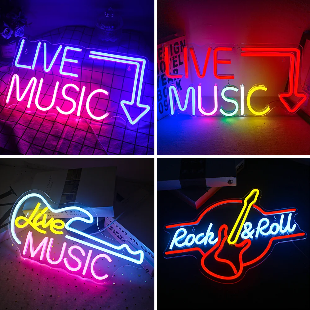 Live Music LED Neon Light Signs Party Bar Recording Studio Glowing Decor Music Lover Neon DJ Wall Decor  Neon Night Lights