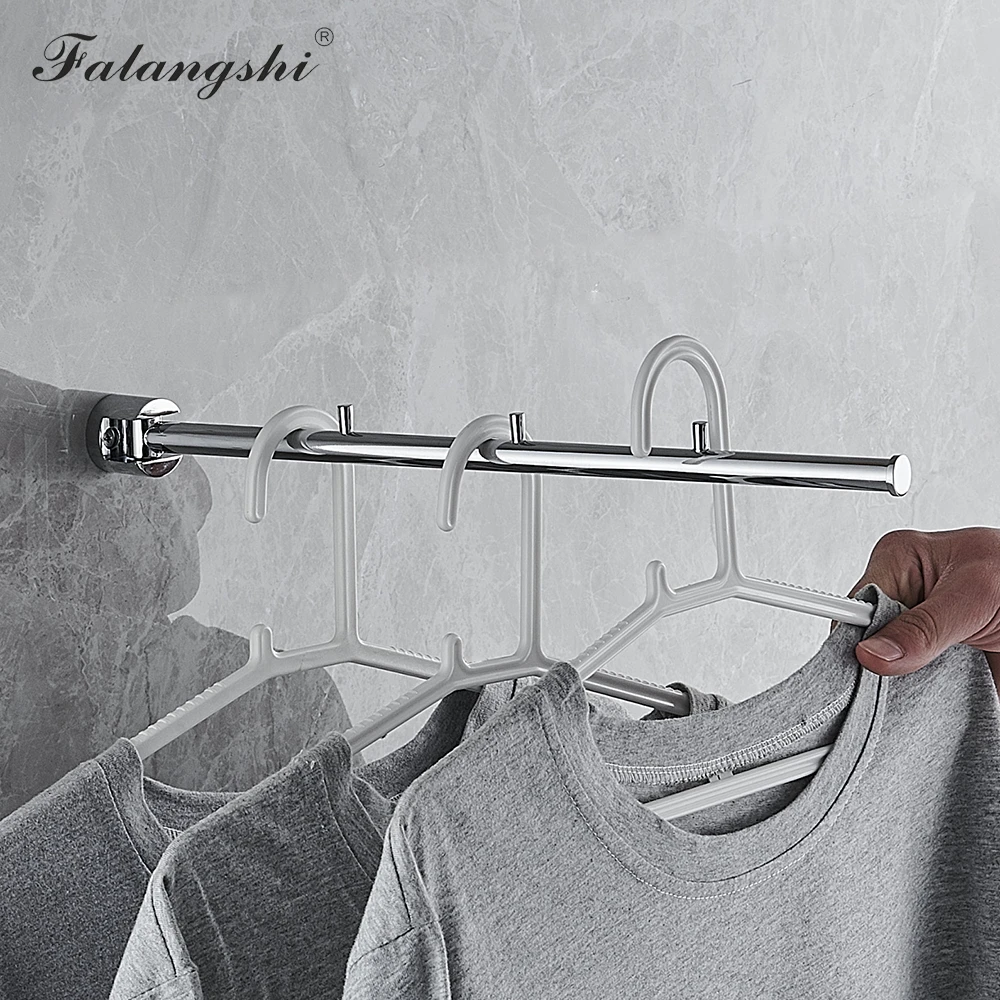 Brass-Clothes-Rack-Chrome-Polished-Swivel-Clothes-Hanger-Wall-Mount ...