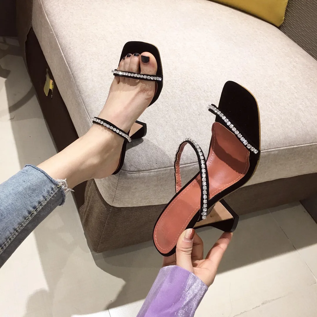 

Women's shoes Nice new point diamond slim strap wine glass with women's high-heeled sandals