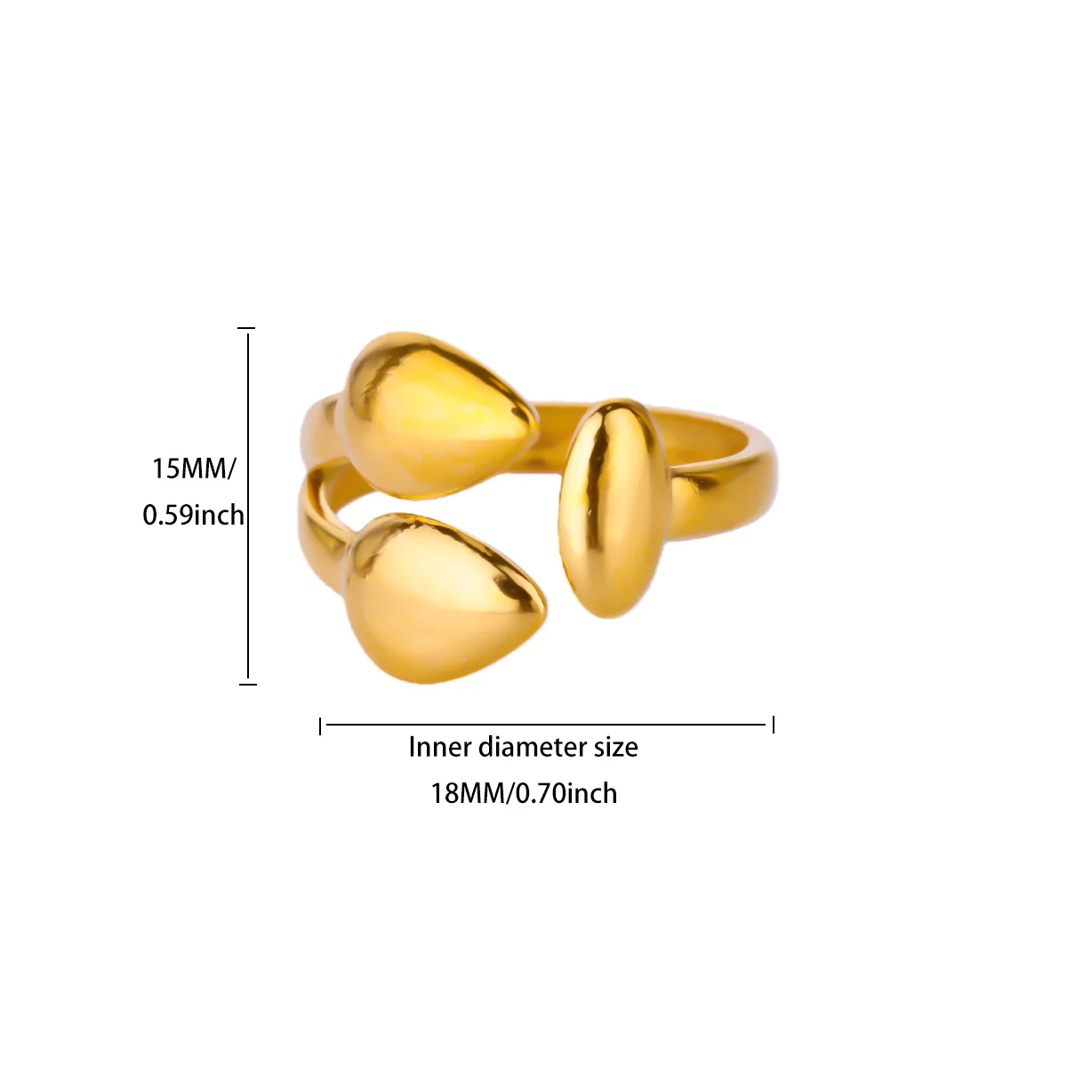 Geometric Waterdrop Rings for Women Gold Color Stainless Steel Joint Ring