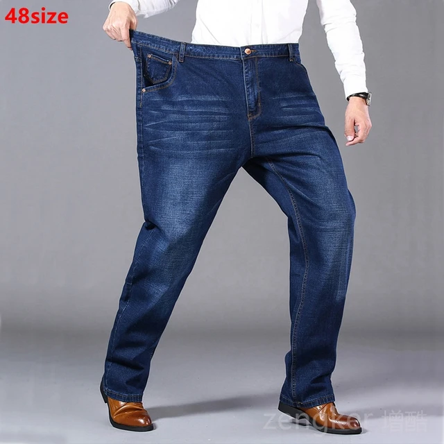 Pantalones vaqueros elásticos para hombre, pantalón holgado de