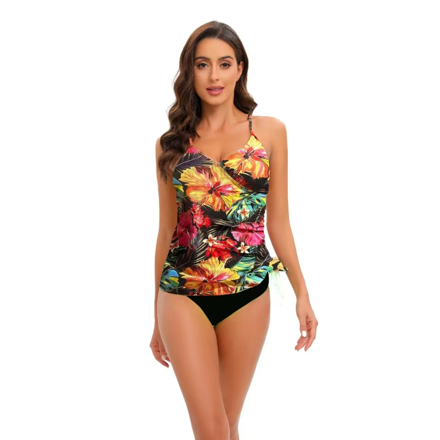 

Women's Floral Printed Tankini Top Two Pieces Sports Swimwear for Women Tankini Swimsuit Vintage Bathing Suit Female Pool Wear
