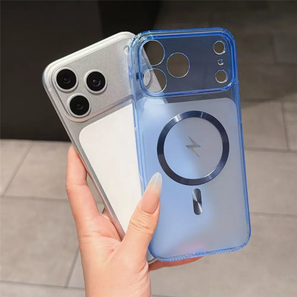 Magnetic Shockproof Silicone Transparent Phone Case in Candy Colors
