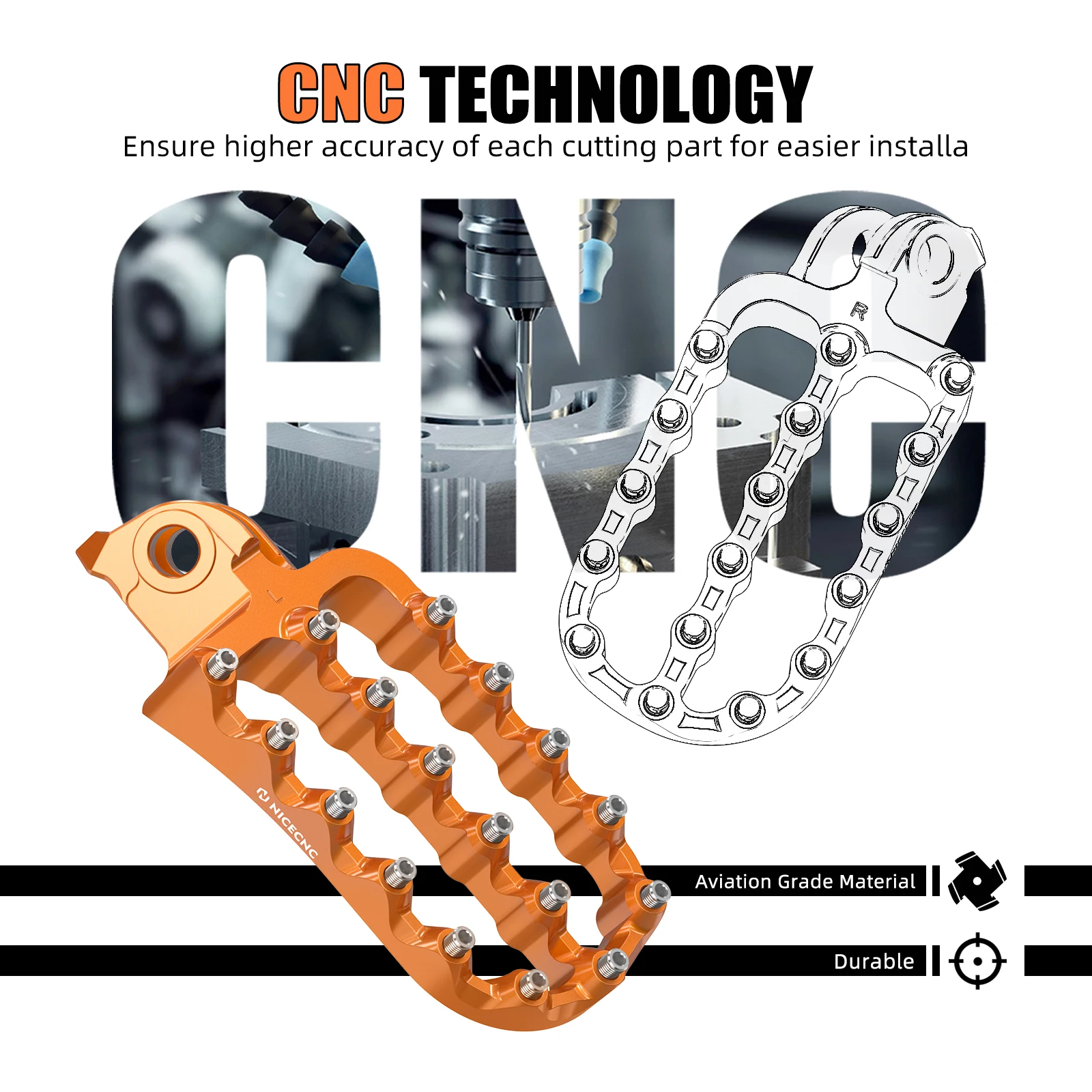(EU-Lager) Für KTM 690 Enduro/R SMC/R EXC EXC-F 125 250 300-530 1998-2016 Husqvarna 701 Enduro/Supermoto Geschmiedete Fußrasten – Detail 5