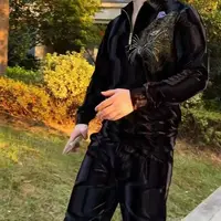 Printemps automne luxe mode européenne velours à manches longues haut pantalon hommes à la mode ensemble nouveau haut de gamme décontracté deux pièces ensembles 2