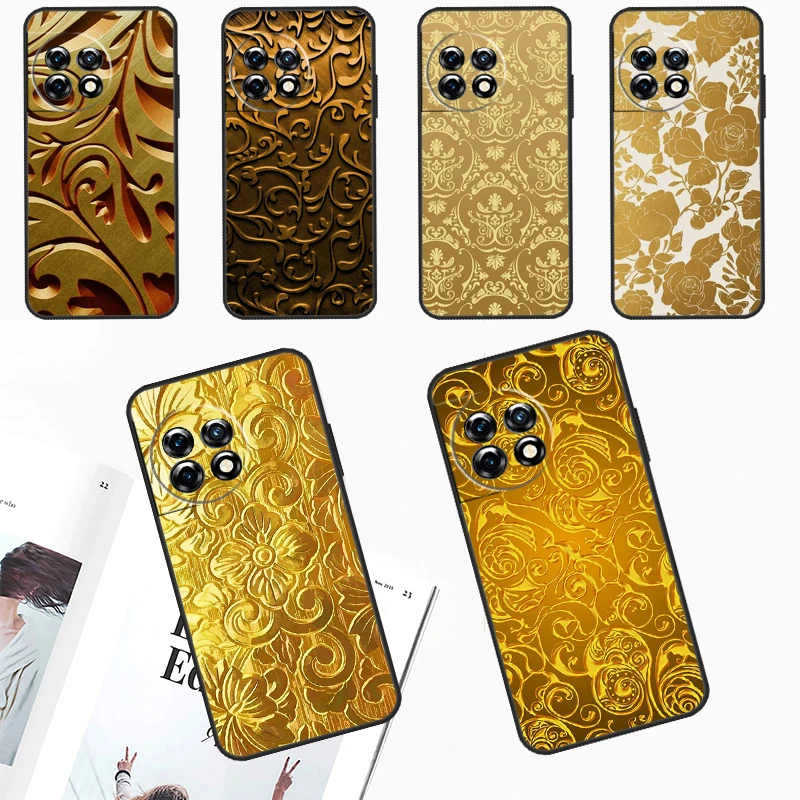 Gold Floral Pattern Phone Case - Elegant Protective Cover