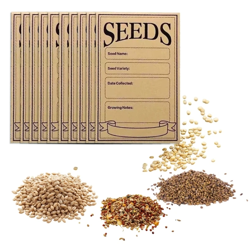100Pcs Seed Envelopes 3x4.7Inch Seed Pocket with Preprinted Collecting Templates for Flower Vegetable