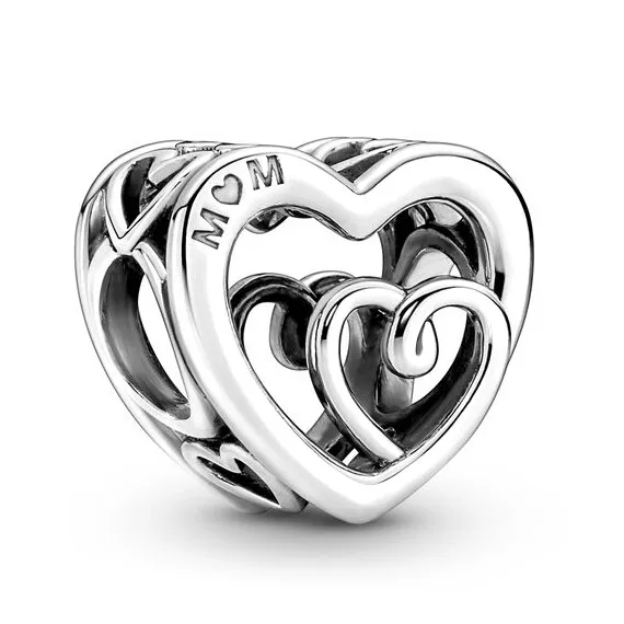 

Authentic 925 Sterling Silver Moments Entwined Infinite Hearts Charm Bead Fit Pandora Bracelet & Necklace Jewelry