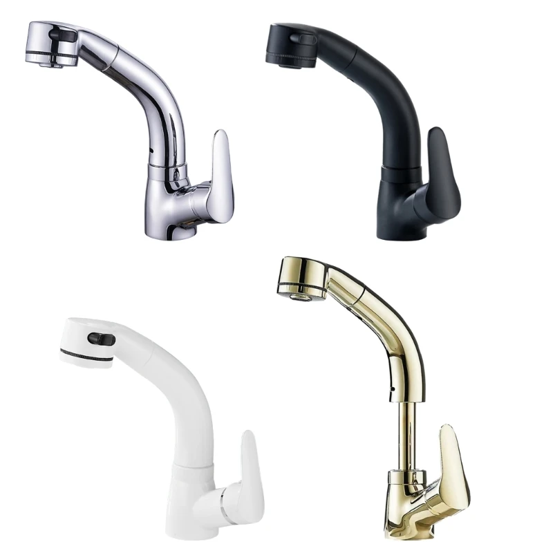 

C7AD Bathroom Faucet with Pull Out Sprayers Rotatable Mixer Tap Stretchable Sprayers Faucet Lift Up And Down Basin Faucet