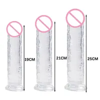Realistischer Dildo Spielzeug für Erwachsene Transparenter Dildo Saugnapf Gelee Frauen Erotik Sexspielzeug Weiche Klitoris Vaginalmasturbatoren Penis 6
