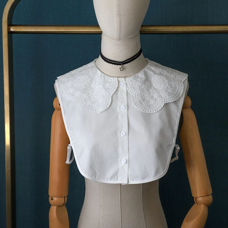

Floral White Lapel Fake Collars Woman Shirt Sweater Detachable Collar Decorative Girls Half Shirt Dress Blouse False Collar