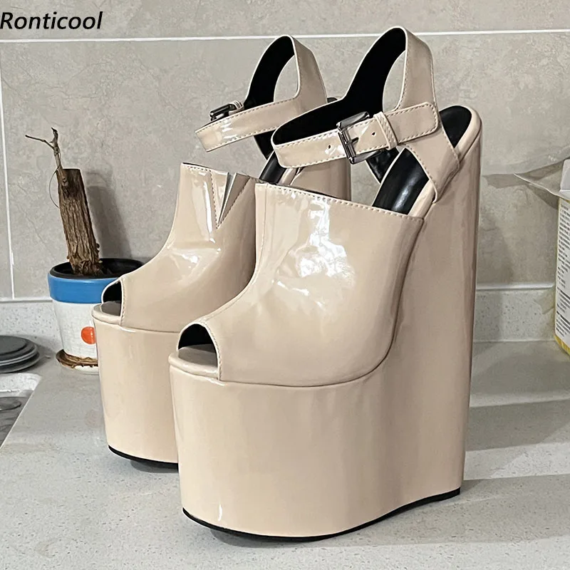 

Ronticool New Women Platform Sandals Ultra High Wedges Heels Peep Toe Pretty Nude Cosplay Shoes Ladies US Plus Size 5-15