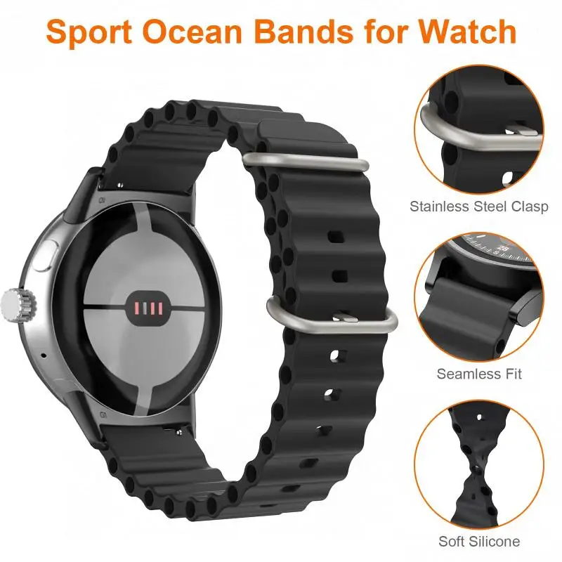 Ocean Loop 22mm Sport Silicone Strap Wristband Bracelet