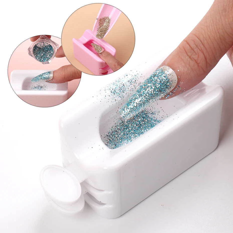 

Double Layer Nail Glitter Powder Recycling Box Manicure Collect Pigment Dust Sequin Tools Container Portable Storage Case KES40