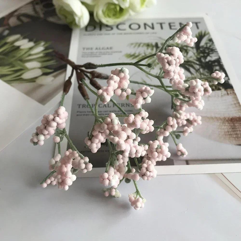 Pink Hybrid Flower Cherry Stamen Berries Bundle for DIY Decor - Perfect for Cakes, Christmas, Weddings, Gifts, and Wreaths