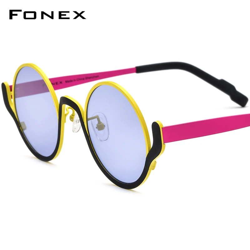 

FONEX Titanium Sunglasses Men 2024 New Retro Vintage Round Polarized UV400 Sun Glasses for Women Shades F85798T