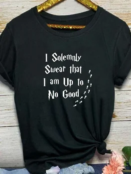 I Solemnly Swear Letter Print T Shirt Women Short Sleeve O Neck Loose Tshirt Summer Women Tee Shirt Tops Clothes Camisetas Mujer 1