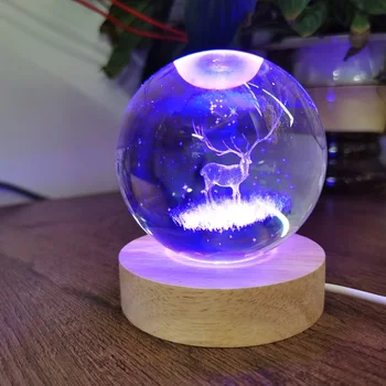 3D 어린 왕자 크리스탈 크리스마스 야간 조명, 나무 기반 LED, 7 가지 색상, 소년 소녀 선물, 6cm