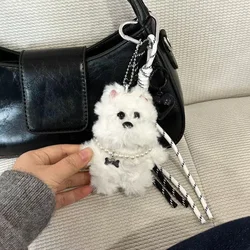 Cute and Soft Plush Dog Keychain Pendant - Adorable Accessory (WHITE)