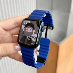Magnetic Buckle Silicone Strap - 38 40 41 s10 - 42MM (NavyBlue)