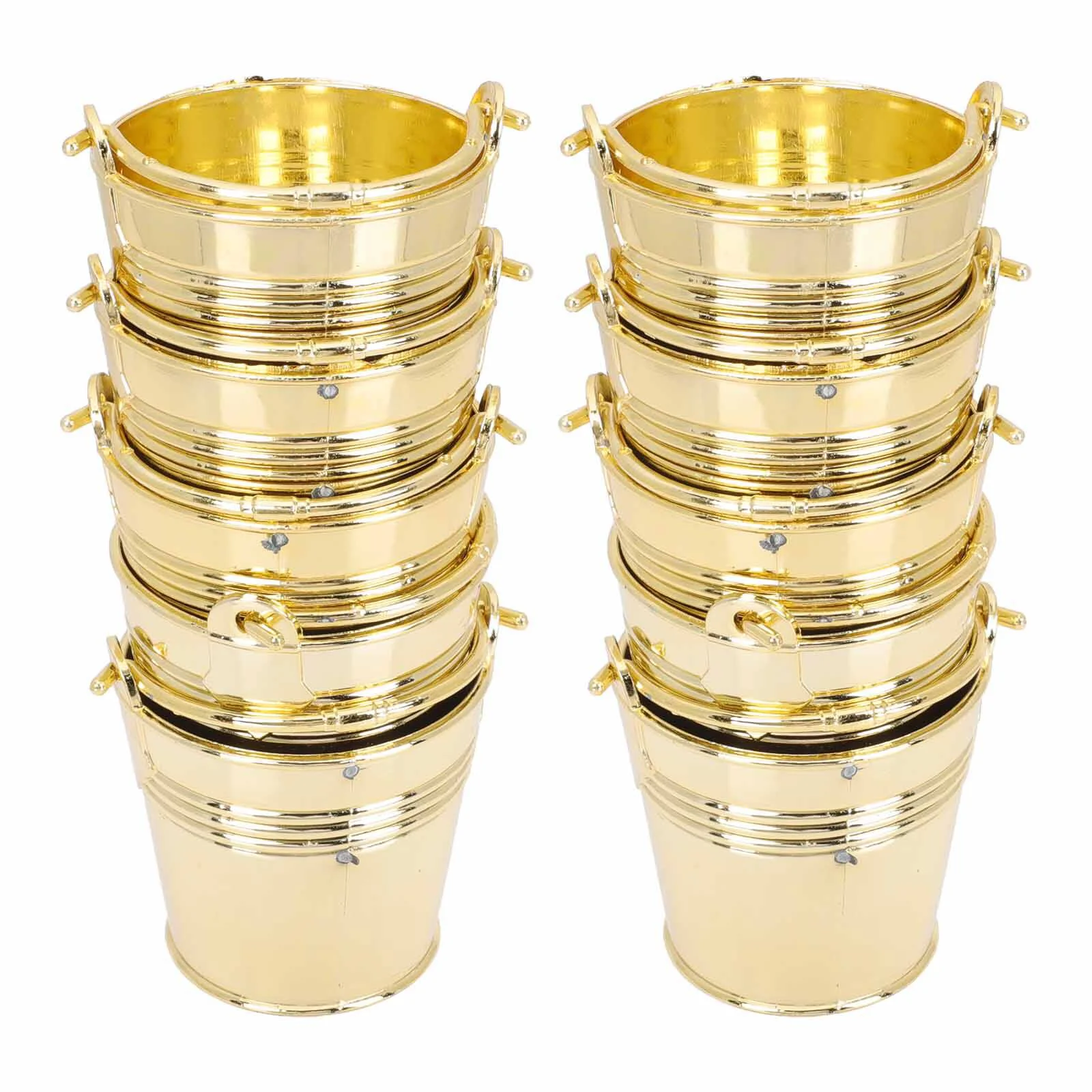 10 Pcs Mini Candles Gifts Bucket Candy Box Festival Buckets 8x5.5cm Container Wedding Golden Metal Party Child
