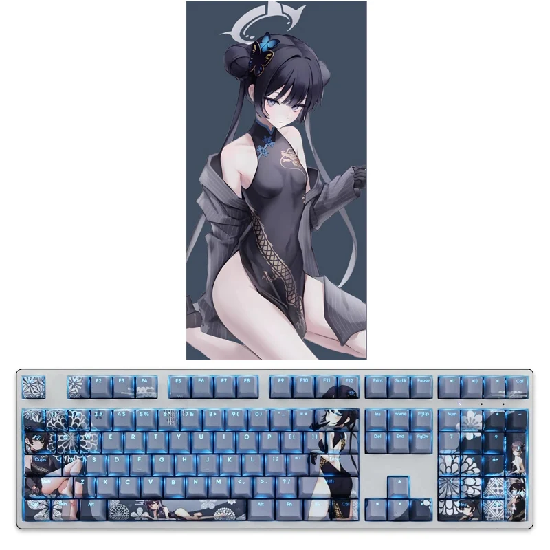 

Blue Archive Kisaki Keycaps New Arrivals Keyboard Accessories Pbt 108Key Cherry Height Key Caps Otaku Game Player Esports Prop