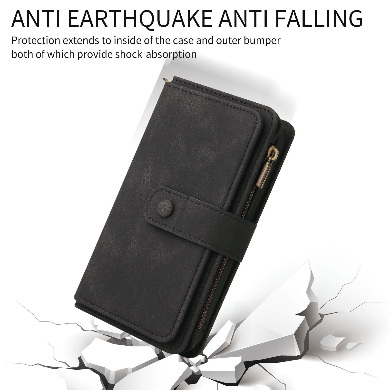 Multi Card Slots Case For Samsung Galaxy S22 S21 S20 S10 S9 Plus A12 A22 A32 A42 A52 A72 Wallet Luxury Zipper Flip Leather Cover