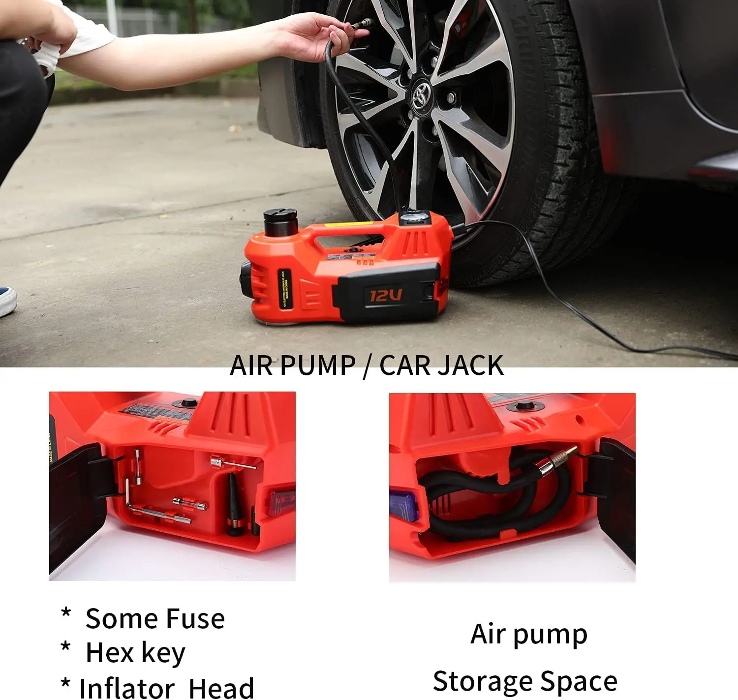 5 Ton Hydraulic Trolley Floor Jack Car Jack Kit 5Ton DC 12V Electric Hydraulic Car Jack Lift