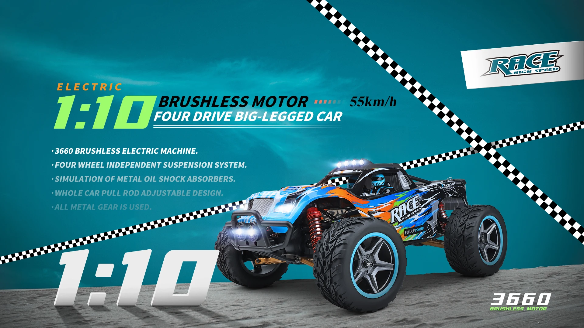 Wltoys 104019 104018 1/10 RC Car 4WD Brushless 55KM/H 2.4G Remote Control Off-Road Drift Racing Car Super RC Toys 2