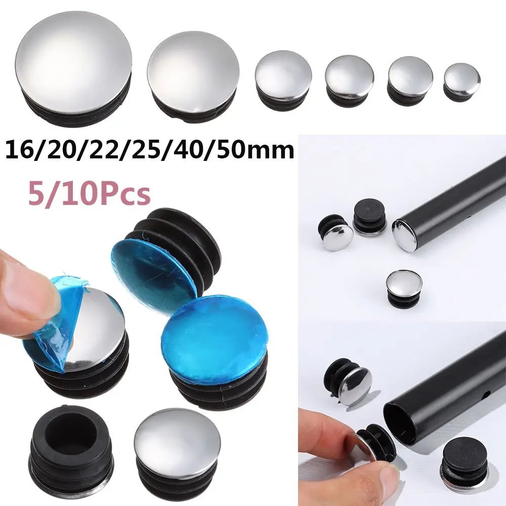 5/10Pcs Round Stainless Steel Furniture Leg Plug Tube Pipe Blanking Insert End Cap Non-slip Tube Dust Cover