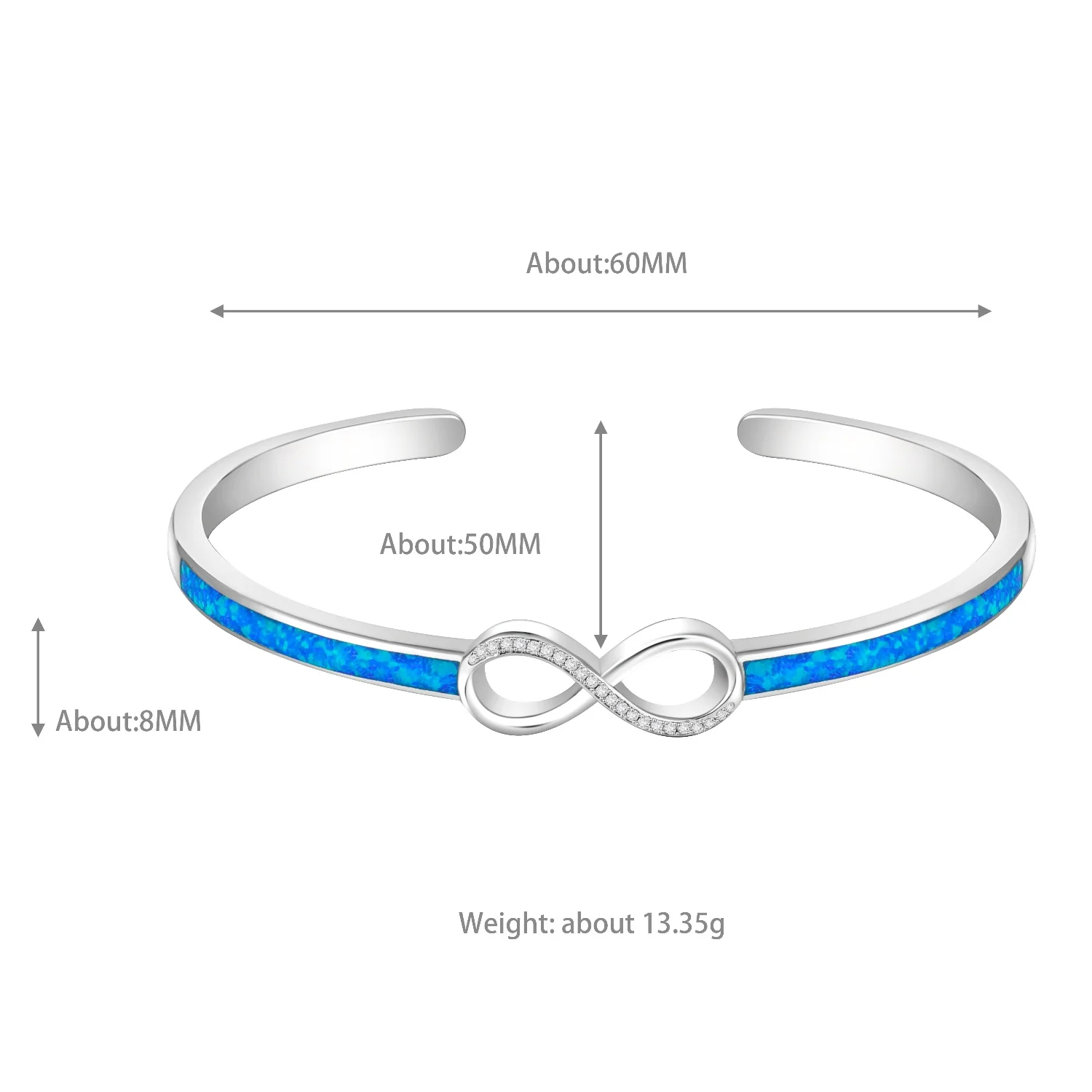 SZ016 New Arrivals Women's Infinite Symbol Bangles Blue Opal Open Bangles 2