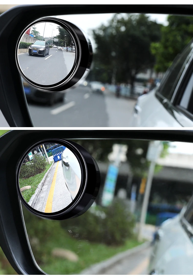 EU AUTO PARTS 2-Pack Adjustable Wide Angle Blind Spot Mirrors For Car/Van/Motorcycle