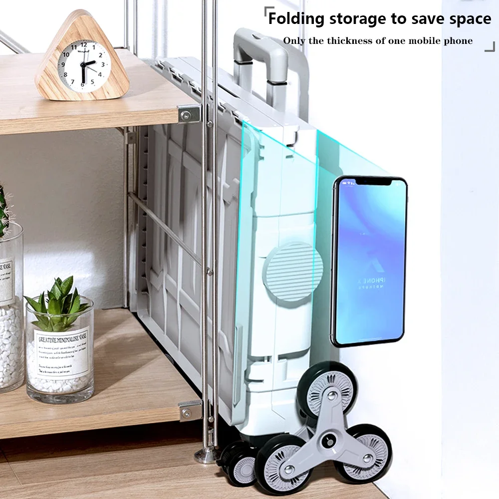 Folding Cart Hand Shopping Cart Carrier Luggage Trolley Large Storage Box Outdoor Travel Picnic Luggage Handcart with 8 Wheels