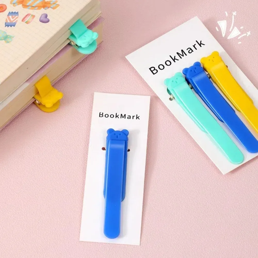 1/3 Pcs Cute Bear Bookmark Clip Silicone Stationery Supplies Notebook Page Divider Automatically Follows Page Flipping