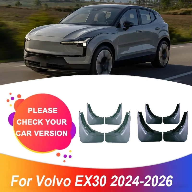 볼보 EX30 바디 키트 2024-2026용 페인트 머드 4개, 앞 스플래시 방지 머드가드, 뒤 머드 플랩, 펜더 플레어, 자동차 액세서리