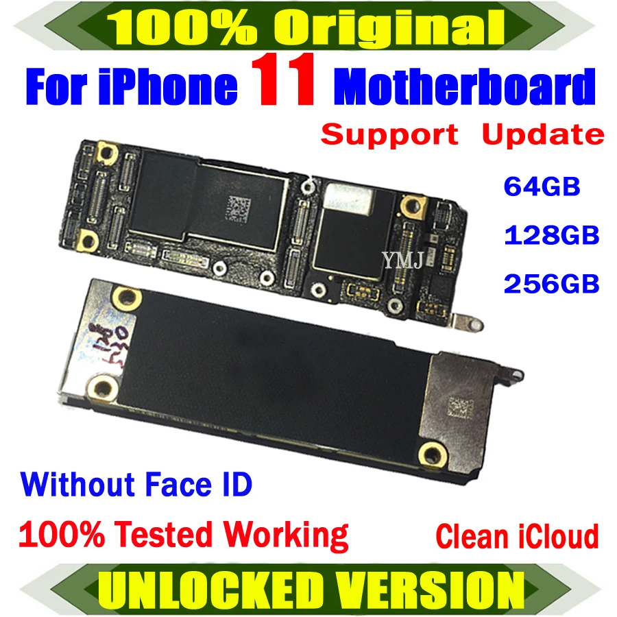 

Free Shipping 100% Tested For IPhone 11 With/No Face ID Motherboard Original Logic Board Factory Unlock Mainboard Support Update