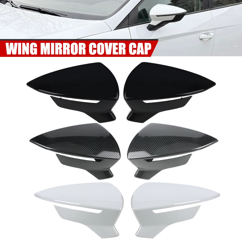 시트 레온 5F MK3 ST 쿠프라 2012-2020 이비자 MK5 아로나 2017-2023용 사이드 리어뷰 미러 커버 (글로시 블랙/카본 파이버/화이트)