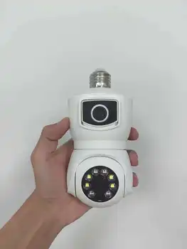 4MP UHD iCsee/V380Pro APP  Dual Lens E27 Lamp Head Socket Wireless PTZ IP Camera AI Humanoid Detection Baby Monit 1