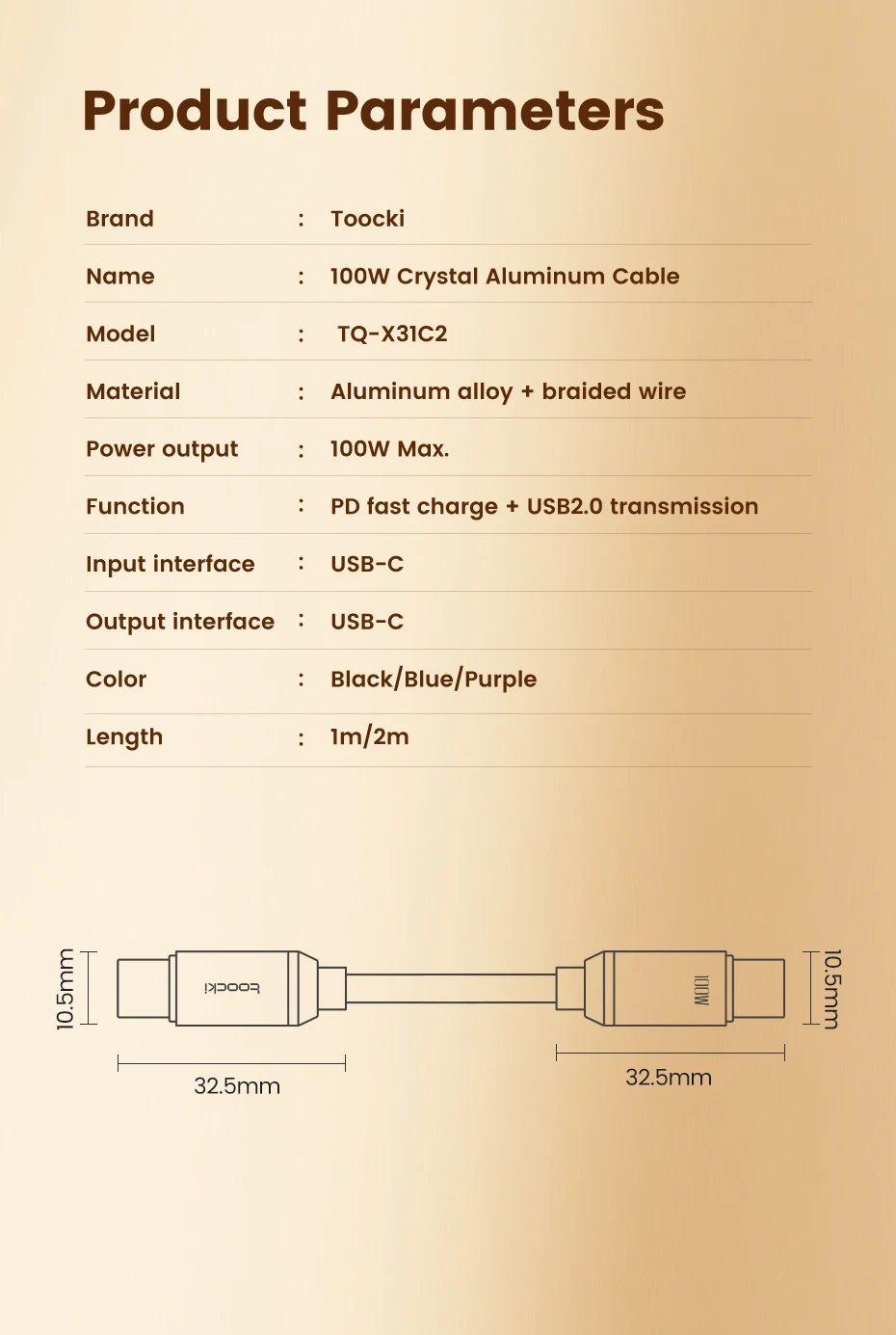 Toocki 100 W/60 W USB-C-Kabel für Vivo OPPO Xiaomi, mehrfarbig, QC4.0, Schnellladegerät, Typ-C-Kabel für iPhone 16 15 Pro Max – Detail 13