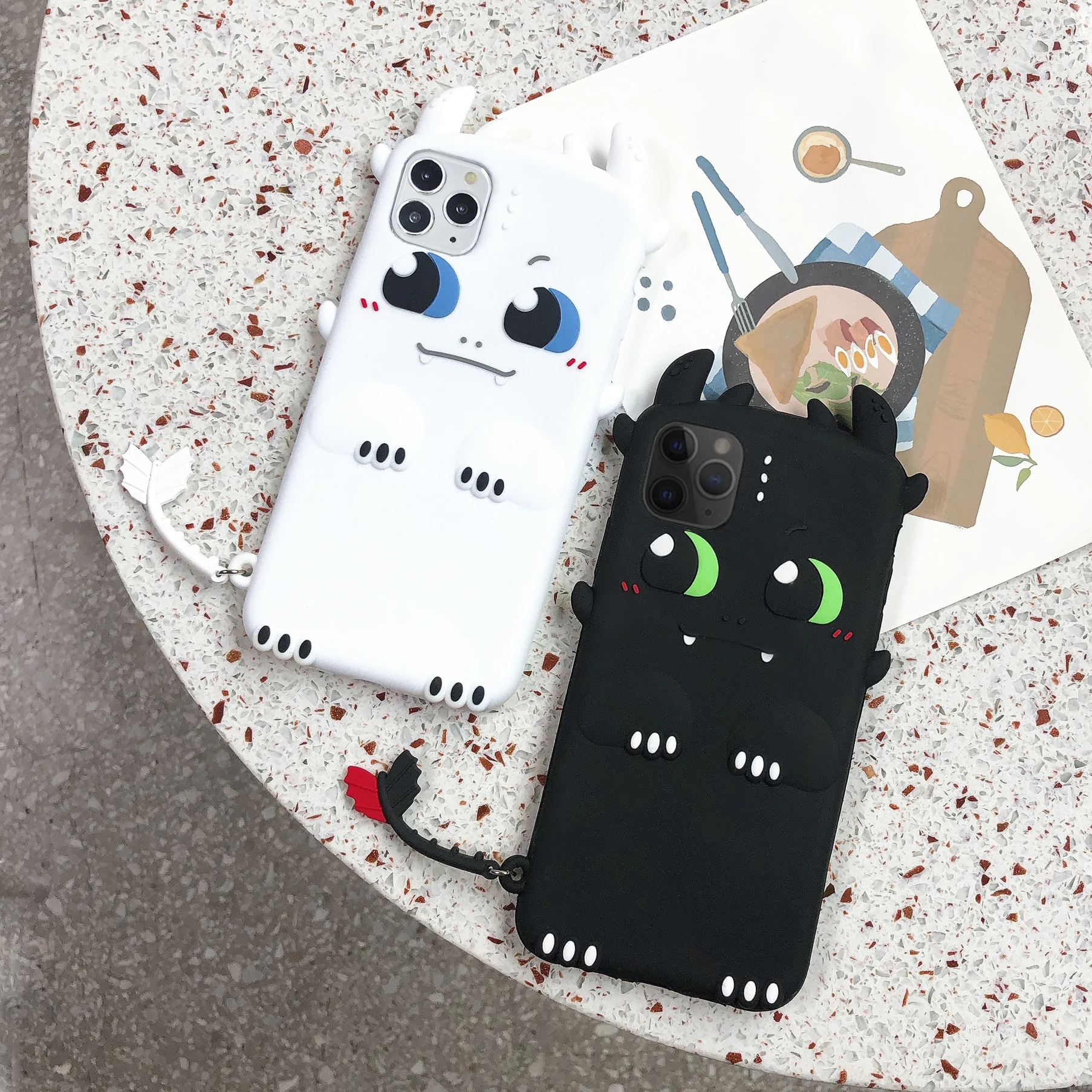 Black and White Dragon Silicone Soft Cover Case