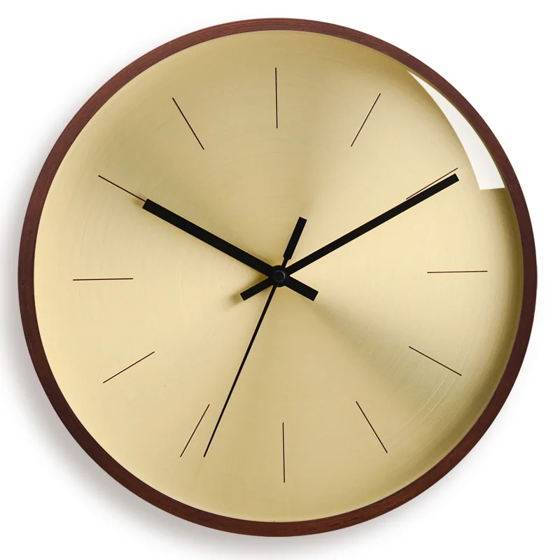 Wood Wall Clock Metal Rose Gold Clocks Wall Silent Color:H;Sheet Size:12 inch