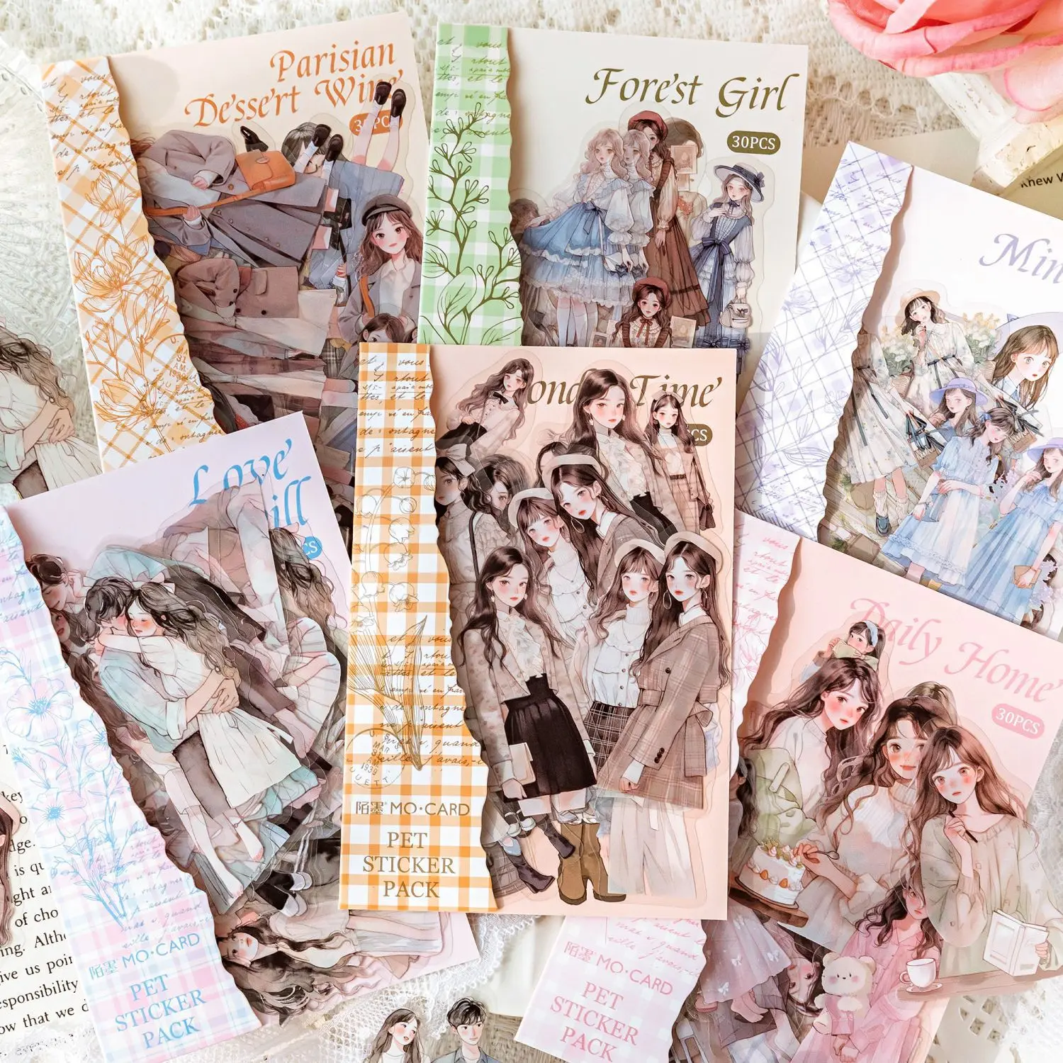 

Card Lover 10 Pcs [Life Tidbits Series] Cute Journal Stickers PET Sticker Paper Scrapbooking Material Scrapbook Kit