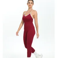 Women Seamless Sports Jumpsuit Ribbed Slim Running  Bodysuit Gym Workout Sportswear Fashion Color Block High Elastic Yoga Suit - Image 3