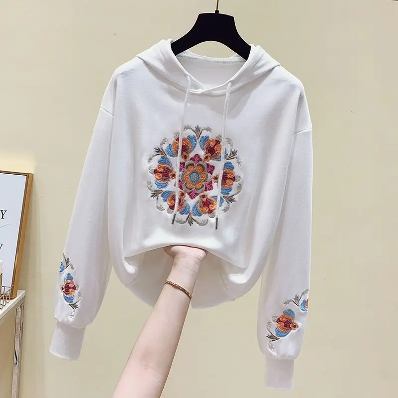 2024 Spring Elegant Fashion Harajuku Slim Fit Female Clothes Loose Casual All Match Outerwear Insert Long Sleeve Hooded Hoodie
