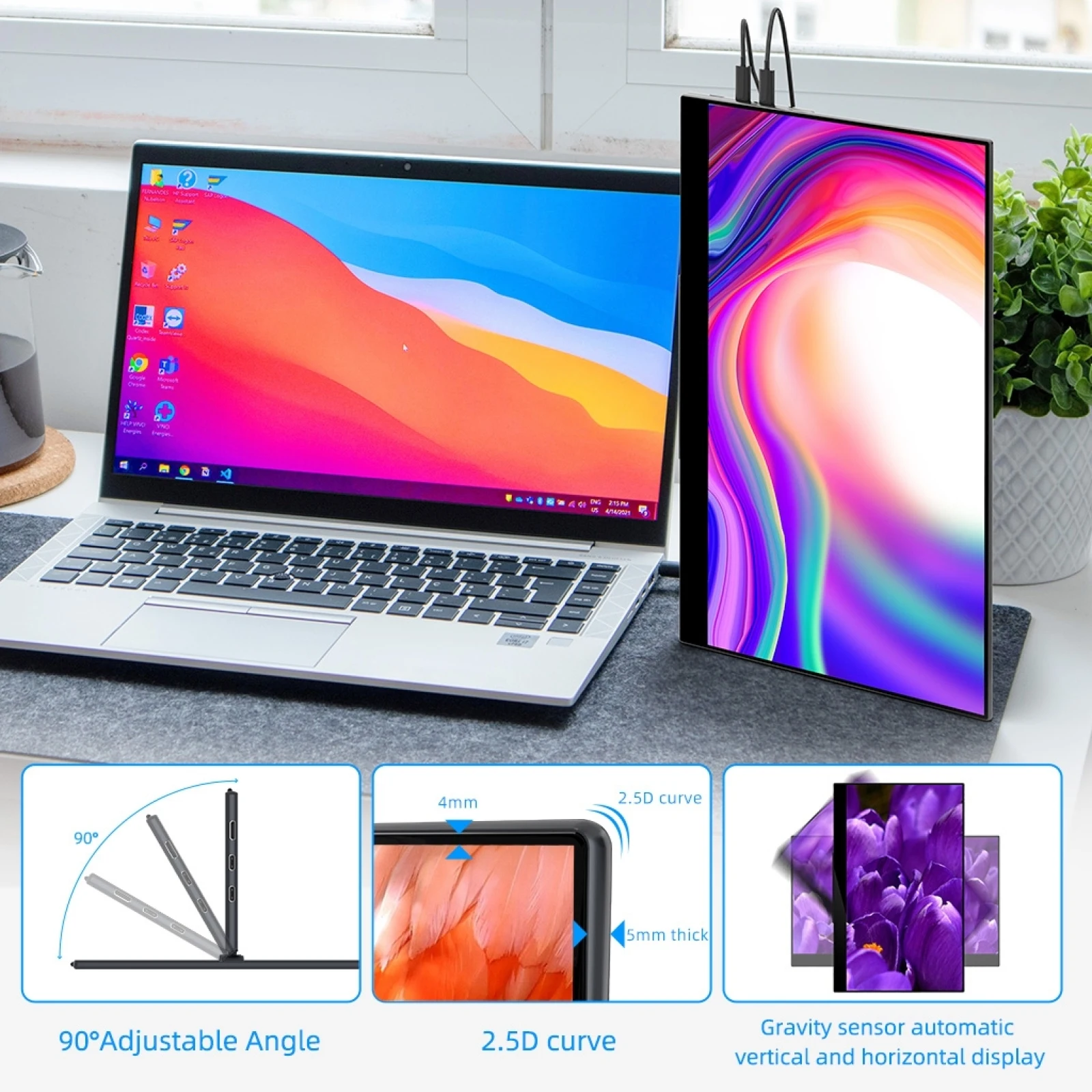 GMKtec-GMK KD2 3840x2160P 4K 15.6 ġ IPS   ġ ũ , Ʈ ǻ ȭ ī޶   Ŀ 
