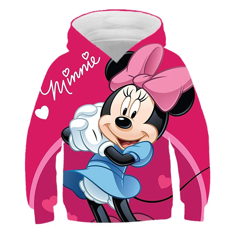 

Mickey Mouse Hoodies Print Girls Sweatshirts Clothes Long Sleeve Spring Autumn Disney Series Hooded Tops Clothing 1-14 Years Old