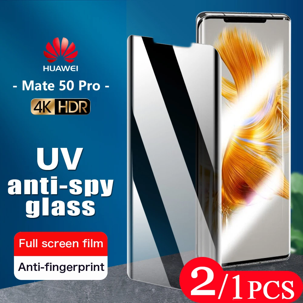 

2/1 шт. закаленное УФ-стекло для защиты экрана для Huawei mate 50 pro RS mate 40 40E 30 30E pro plus Защитная пленка для конфиденциальности