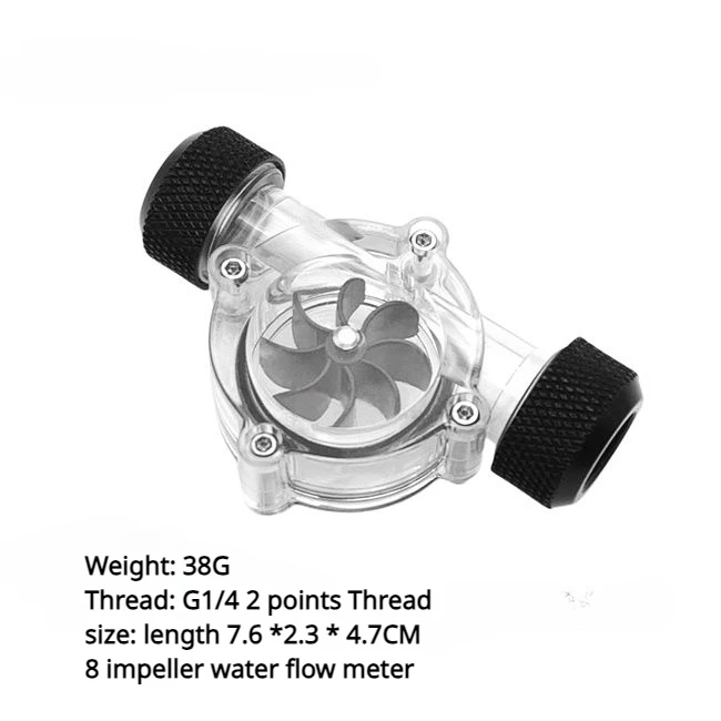 Flow Meter Digital Turbine Flow Meter for Computer Water-cooled G1/4 2-point Thread