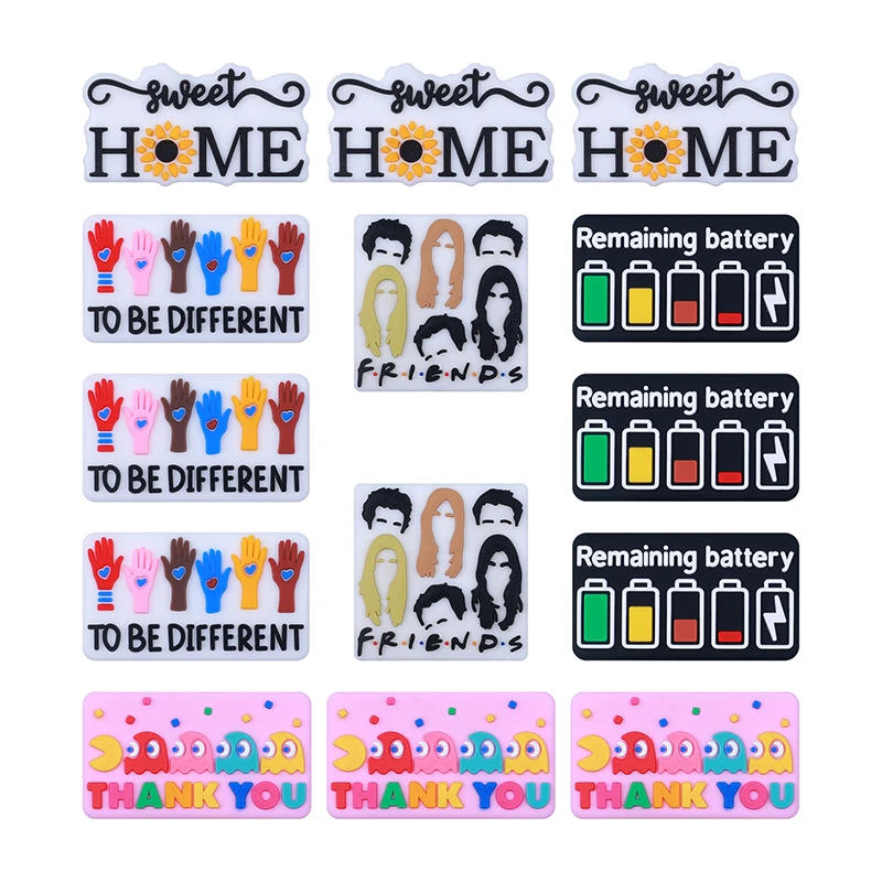 

10pcs sweet home focal Silicone friends Beads Food Grade DIY Bracelet Jewelry Pacifier Chain pen Accessories